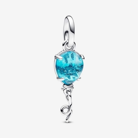 Authentic Pandora Blue Murano Glass Balloon Dangle Charm - Picture 1 of 5